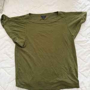Ann Taylor Olive Flutter Sleeve Short Sleeve Tee